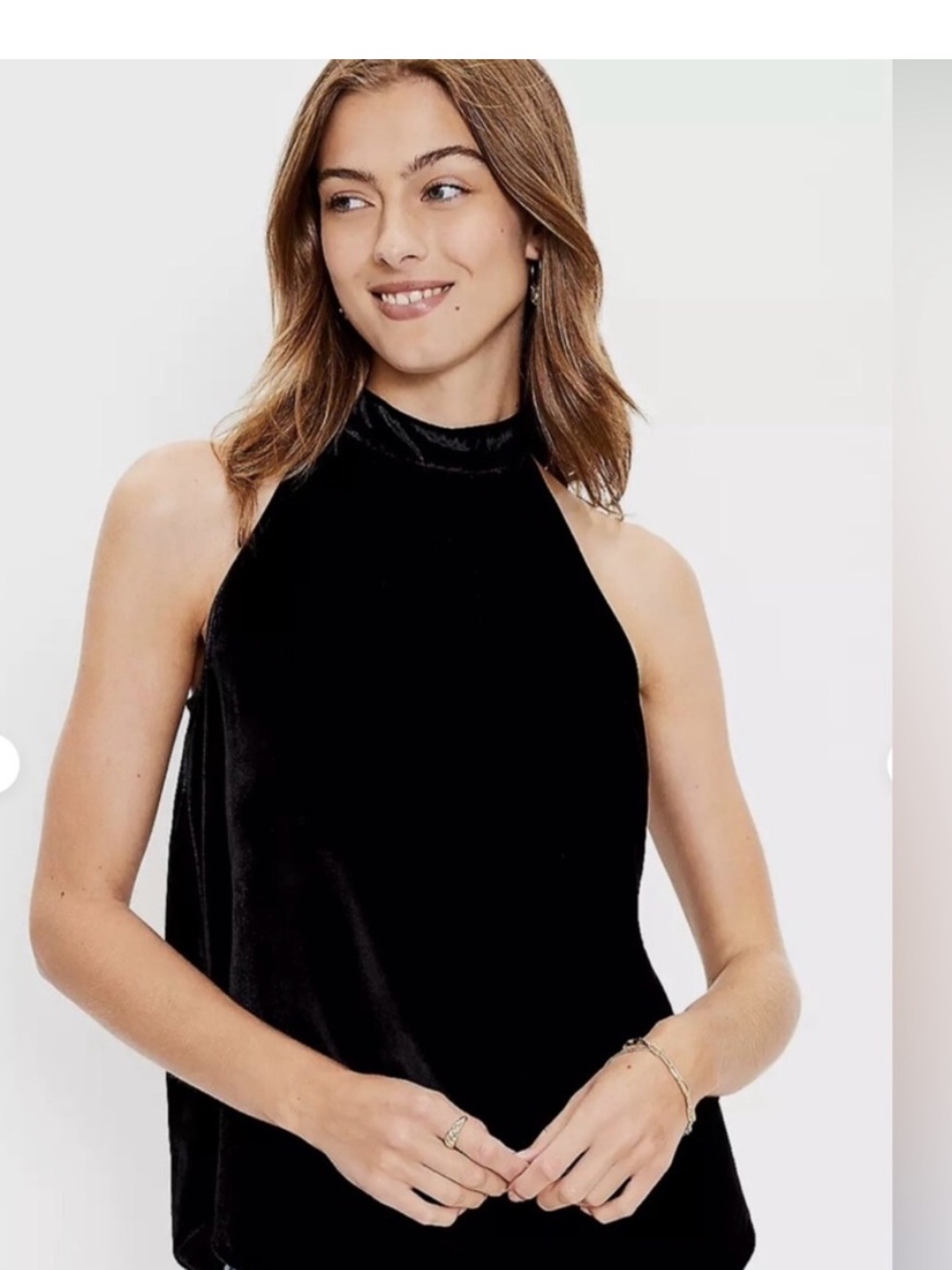Loft velvet material Sleeveless High-Neck Black Velvet Top